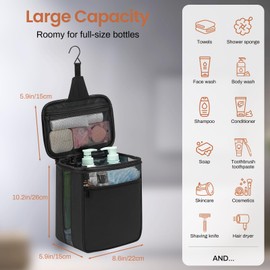 KUSOOFA Shower Caddy Mesh Shower Bag Portable College Dorm Room Essentials for Guys Girls,Hanging Shower Organizer for Camping,Traveling,Gym,Men,Women,Black