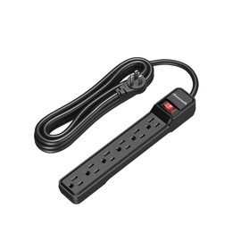 DEWENWILS 6-Outlet Power Strip Surge Protector, 15FT Long Extension Cord, Low Profile Flat Plug, 15 Amp Circuit Breaker, 500 Joules, Wall Mount, Black, UL Listed