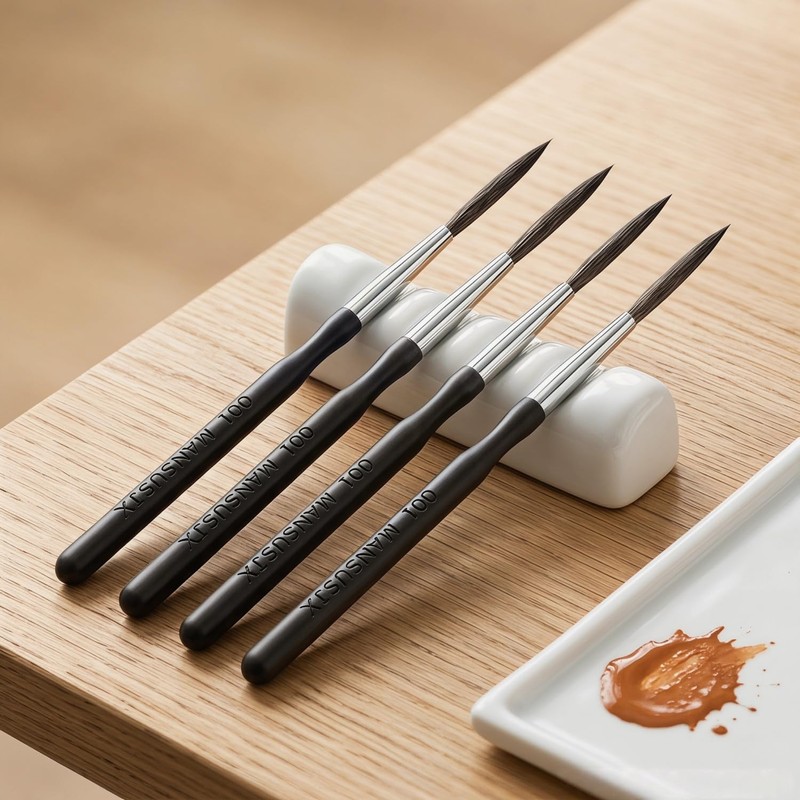 MANSUSJX Long Liner Brushes,4 PCS High Performance Script Pinstripe Brushes,