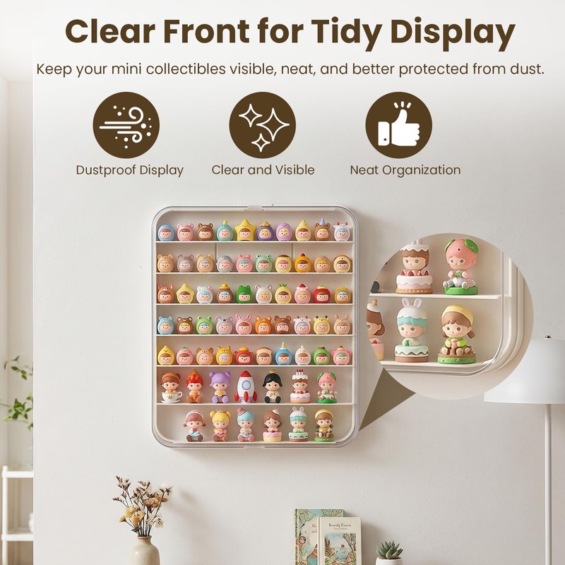 Clear Minifigure Display Case, Wall-Mounted Mini Figure Display Box, Multi-Tier