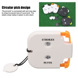 Golf Score Counter, 2 Digit Golf Stroke Counter with Auxiliary Zero Function, Golf Shot Countstroke Pad Score Counter, 2 Person Press Mechanical Score Counter (White Body Orange Press)