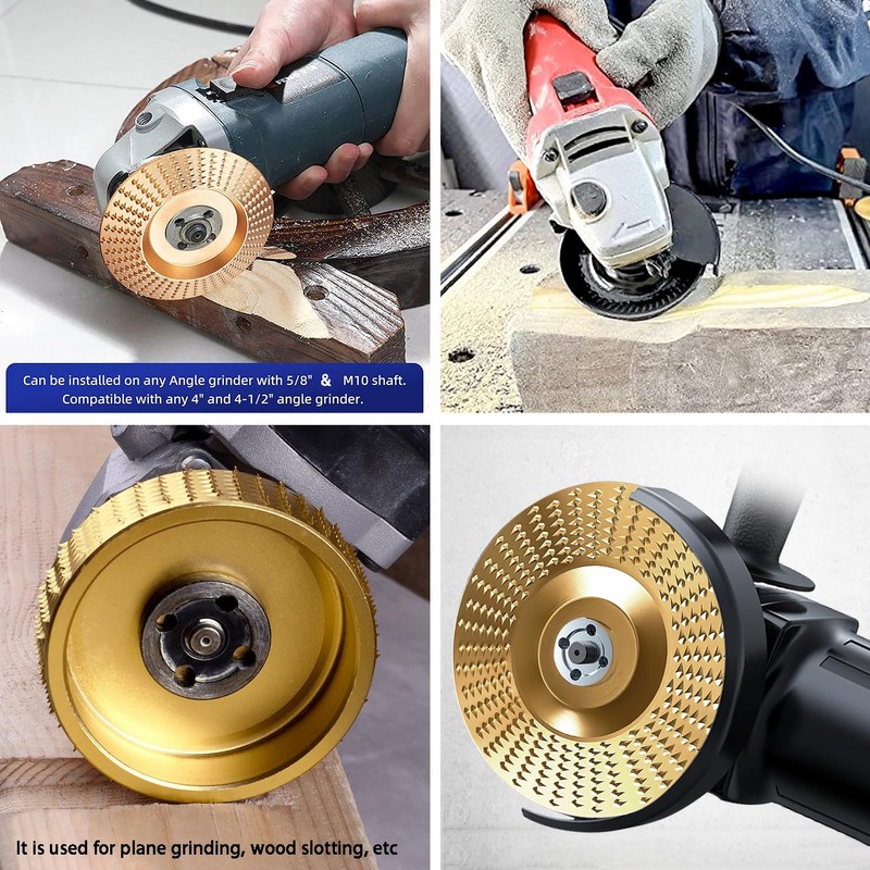 Angle Grinder Attachments Wood Carving Disc Set for 4" or