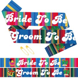 SKJIAYEE 2 Pcs Mexican Bride to Be and Groom to Be Sash Kit, Funny Fiesta Sarape Bachelorette & Bachelor Sashes, Mexican Bachelorette Party, Couple's Fiesta Serape Sashes, Mexico Final Sash