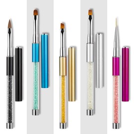 Nail Brush Set, Brush, Gel Nail, Self Nail Set, Set of 5, Includes Cap, Easy to Use, Soft, UV Use, Nail Tools, Nail Supplies, Gel Nail Brush