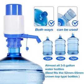 Buoluty 5 Gallon Water Pump, Manual Water Pump, for 5 Gallon Water Bottles, Made Plastic, Cleaning Brush Included(Blue)