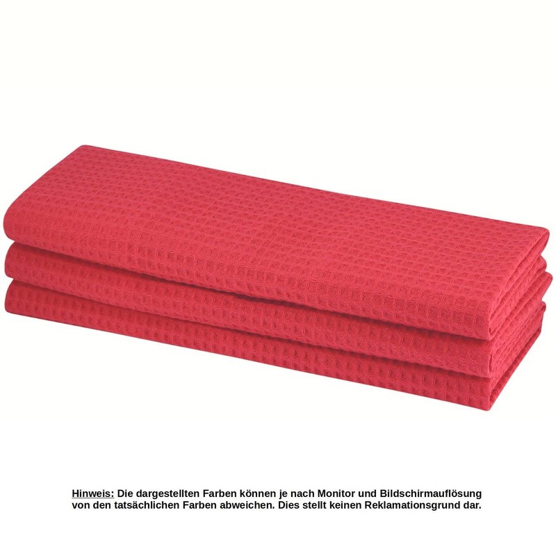Big Pack 9 Red Pique Waffle Cotton Tea Towels/Kitchen Towels