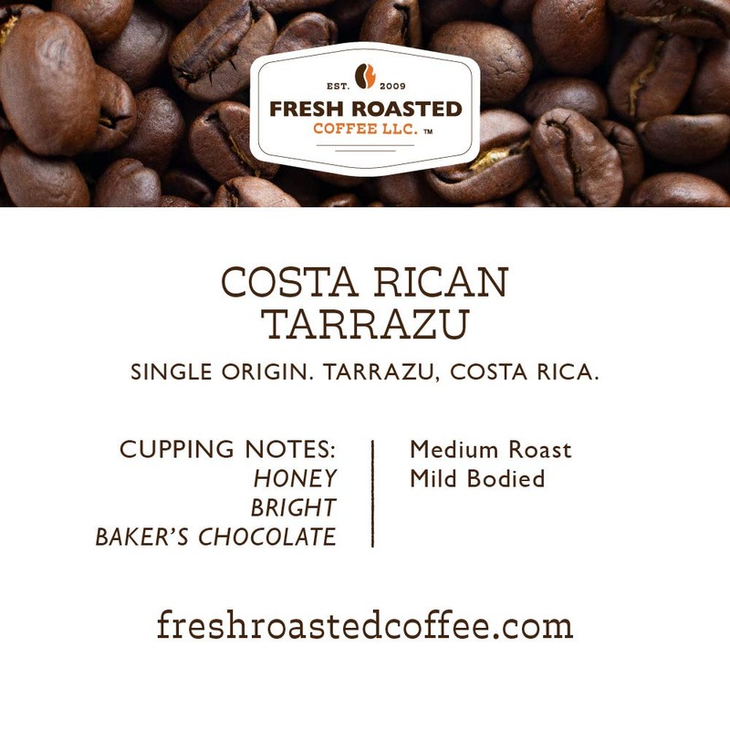 Fresh Roasted Coffee, Costa Rican Tarrazu, 12 oz, Medium Roast,