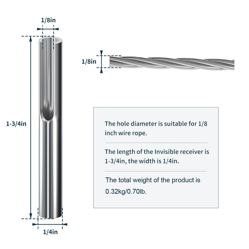 40 Pack 316 Stainless Steel 1/8" Adjustable Invisible Cable Railing