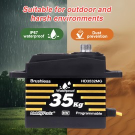 HobbyPark Waterproof 35KG Servo High Torque Brushless Motor Metal Gears Digital w/Aluminum Horn for 1/8 1/10 RC Crawlers Trucks Cars Buggy Basher Bashing Robotic DIY Control Angle 180°