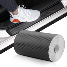Door Sill Protector, 3.9In x 32.8Ft Carbon Fiber Car Sticker, Car Door Entry Edge Guards for Car Door Edges, Front and Rear Bumpers, Door Sill Protection (Black)