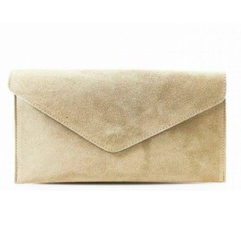 00 Women's Real Leather Envelope Clutch Evening Bag Ladies Suede Shoulder Handbag Metal Zip Closure Bag Ladies Party Handbag Women Hangout Shoulder Bag (Beige)