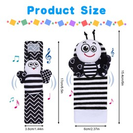 HAGOT Foot Finders & Wrist Rattles, Baby Rattle Toy Animal Wrist Rattle Soft Bell Strap Development Toy Gift for 0-12 Month Babies Boy Girl