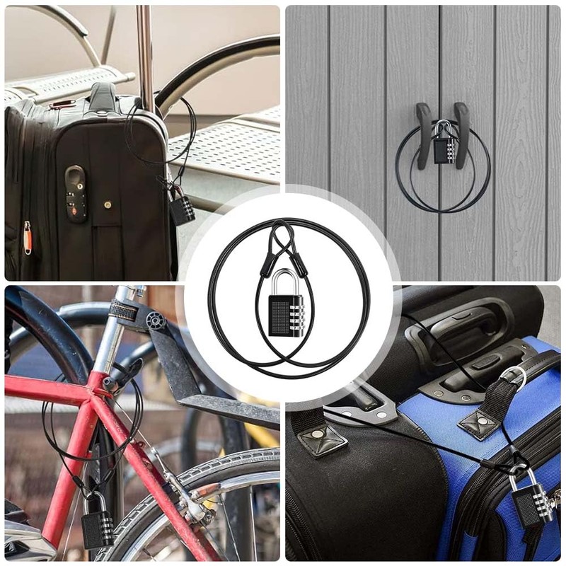 Casenly 2 x Cable Lock Combination Lock Steel Cable with