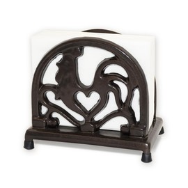 MINLUFUL Vintage Metal Napkin Holder, Heavy Cast Iron Napkin Holder Organizer for Kitchen Restaurant Home Décor, Coffee Gold