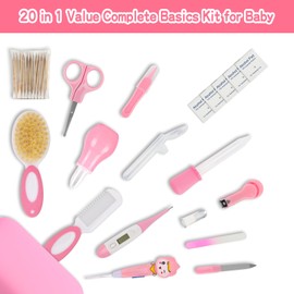 Baby Grooming Kit，Infant Safety Care Setwith Hair Brush Comb Nail Clipper Nasal Aspirator Ear Cleaner,Baby Essentials Kit for Newborn Girls Boys