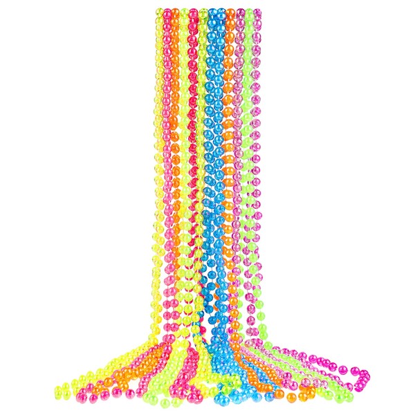 12Pcs 33In Mardi Gras Beads Necklace Colorful Glass Mardi Gras Beads Bulk Glitter Plastic Beaded Necklace Costume Necklace for Mardi Gras Throw Party Christmas Festive Events, St Patrick's Day Beads