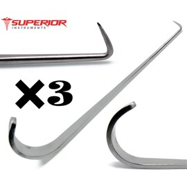 3 Pcs Superior Jackson Trachea Tenculum Retractor Hook 6" Medical Stainless Steel Instruments