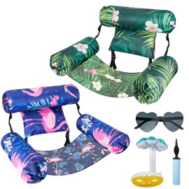 Inflatable Pool Float Chairs - 2 Pack Adjustable Floating Pool Chairs for Adults, Comfortable Water Hammock with Soft Fabric, Perfect for Pool Parties, Beach, and Lake Fun