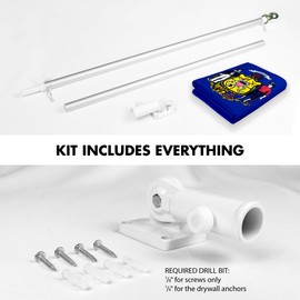 G128 Combo Pack: 6 Ft Aluminum Spinning Flagpole (Silver) & Wisconsin WI State Flag 3x5 Ft, LiteWeave Pro Series Printed 300D Polyester | Pole with Flag Included