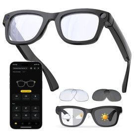 UniJethro AI Smart Glasses, 8MP Camera Glasses and Audio, AI Translation Sunglasses for Men & Women, Bluetooth Glasses with Voice/Calling, 8 Hours of Music, Photochromic Lenses