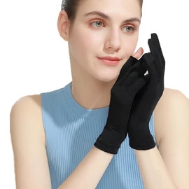 SIQITECH Half Finger Gloves, UV Protection, Women's, For Summer, Sunscreen, Driving Gloves, Short, Open Two Fingers, Sweat Absorbent, Quick Drying, Anti-Slip, For Commuting/Driving/Cycling, Black, M