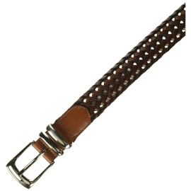 Perry Ellis Mens Portfolio Braided With Genuine Leather (Sizes 30-54 Inches) Belt, Brown, 32 US