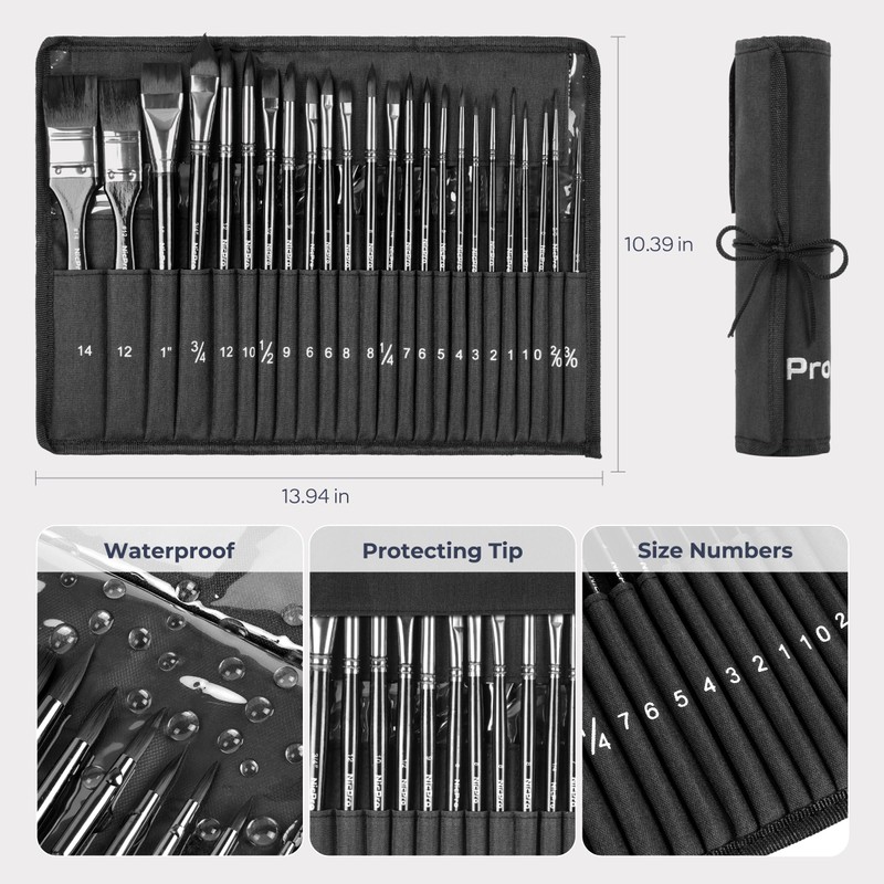 Nicpro 24PCS Watercolor Brushes Set Professional, Synthetic Squirrel Hair Watercolor