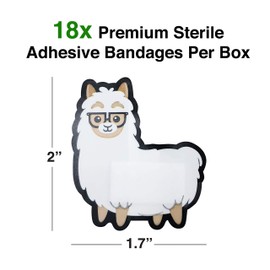 GAMAGO Llama Bandages for Kids & Kidults - Set of 18 Individually Wrapped Self Adhesive Bandages - Sterile, Latex-Free & Easily Removable - Funny Gift & First Aid Addition