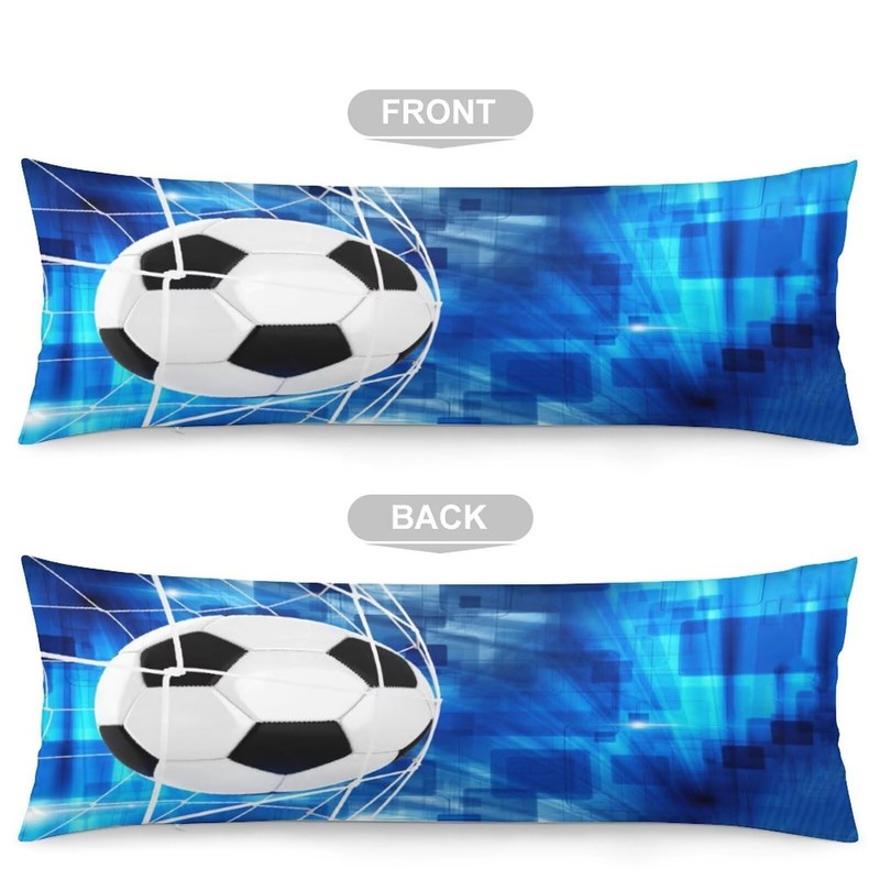 Soccer Football in Goal Net Body Pillow Cover with Zipper