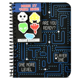 iscream Soft Touch Cover Spiral-Bound Lined Page 7" Charm Journal with 5 Charms - Vintage Gamer