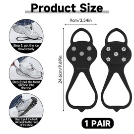 Universal Non Slip Gripper Spike for Women, Ice Traction Cleats with 5 Steel Studs Crampons, Walk Traction Cleat, Durable Ice Snow Grips for Ice Sports Walking Running Hunting Fishing (Size M)