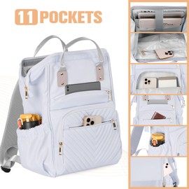 Coreskin Laptop Backpack for Women, 16 Inch Fashion Computer Work Bag with USB Port, Large Capacity for Travel Business Casual, Blue