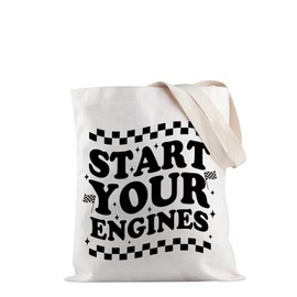 JXGZSO Checkered Flags Shopping Bag Start Your Engines Tote Bag Race Day Gift Fast Cars Gift Racing Lover Gift (Your Engines Tote CA)