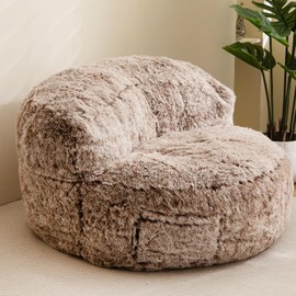 BYBYME Giant Bean Bag Chair, Faux Fur Bean Bag Couch with Filler Large Living Room Bean Bag Chairs for Adults, Big Lazy Sofa Accent Chair with Pocket Floor Chair