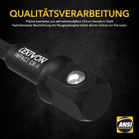 LEXIVON LEXIVON Stecknuss Adapter bit set (3 teiliges 7.5cm lang) 6.35 | 9.5 | 12.7mm fr Drehmomentschlssel, bohrer set, steckschlssel bithalter, ratsche