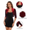 LADI TREND Womens Front Open 3/4 Pleated Sleeves Retro Velour