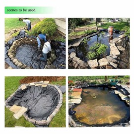 WBBML Waterproof Garden Pool Membrane Reinforced Foldable Fish Pond Bed Liners, for Reservoir, Fountains, Waterfall, Customizable (Color : Black, Size : 2x2m/6.56x6.56ft)