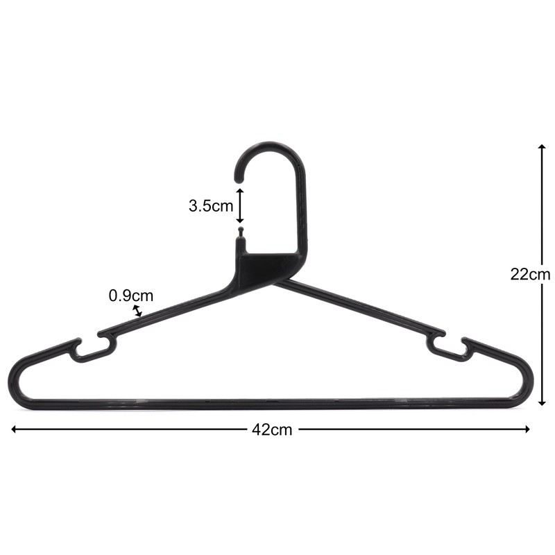 The Hanger Store 10 Black Strong Heavy Duty Plastic Coat