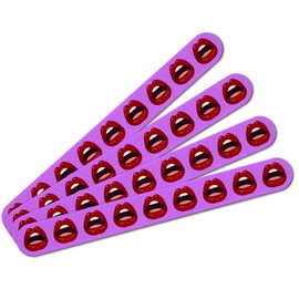 Seductive Luscious Open Mouth Lips Double-Sided Nail File Emery Board Set 4 Pack
