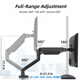RXLIFE Gas Spring Laptop Stand for Desk, Desk Mount Laptop Monitor Stand Holder with Tray, 180° Swivel Laptop Stand Arm with Adjustable Height 19.8LBS Load Bearing