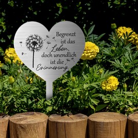 Shyllin Heart Grave Stake, 28 x 12 cm, Memorial Grave Decoration, Weatherproof Grave Ornament, Stainless Steel Grave Decoration, Weatherproof Heart, Memorial Grave Decoration, Stainless Steel Grave