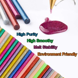 Ewparts 80 Pcs Mini Glitter Hot Glue Sticks Glitter Glue Stick for Glue Gun Bulk Glue Sticks 7mm *100mm Colored Glue Sticks Hot Melt Glue Stick Multipurpose for Art & Craft Project -10 Colors