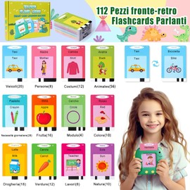 Felly Talking Flashcards Learning Toy for Children 1 2 3 4 5 Years 224 Words Learning Machine Flash Cards Montessori Toy Gift for Boys Girls - Italian & English