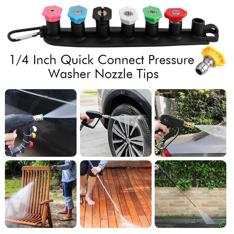 Gasea 7 Pcs Pressure Washer Spary Nozzles Tips, 1/4 Inch