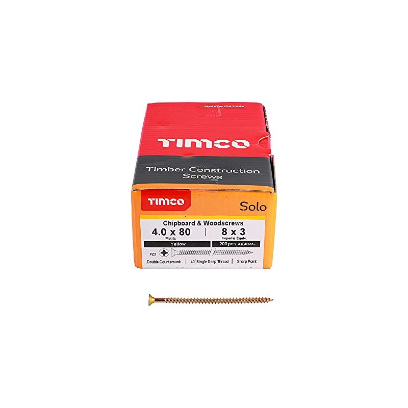 TIMCO Solo Chipboard & Woodscrews - Gold - 4.0 x