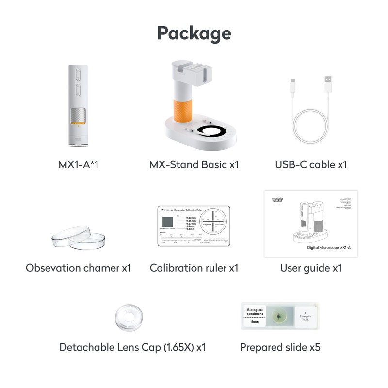 MatataStudio MX1-AS Digital Microscope for Kids, 3.5X-1000X USB Portable