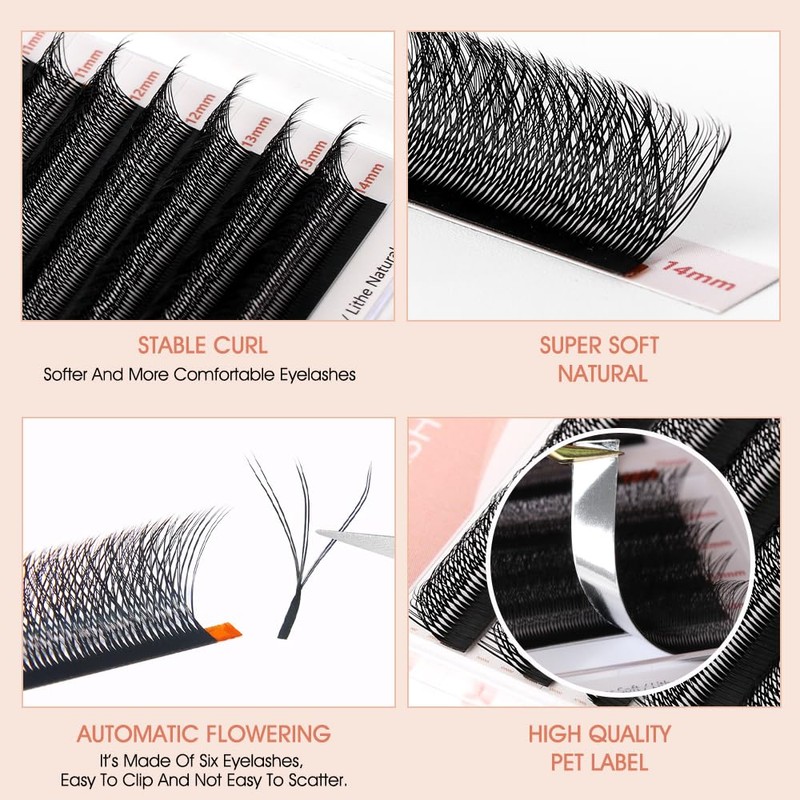 NATUHANA WW Clover Eyelash Extension 0.07 mm D Curls 9-15