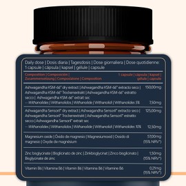 Ashwagandha KSM-66 with Sensoril (15-20% Withanolide) | High Dose, Lower Cortisol for Deep Sleep, Wellbeing, Energy & Concentration - Adaptogenic Effect with Ashwaganda, 2 Months