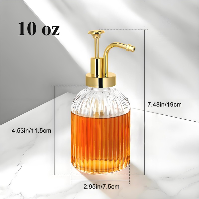 TIWPAJS Glass Coffee Syrup Dispenser 10oz, Syrup Bottles with Ribbed