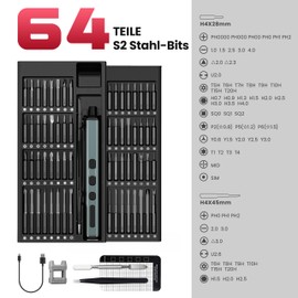 KAIWEETS Electric Screwdriver, 70 in 1 Screwdriver Electric Set with 64 S2 Magnetic Tip, Electric Screwdriver 200 RPM Max Suitable for Phone/Laptops/Watch/Camera